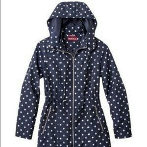 Merona rain coat / anorak jacket navy dot size M